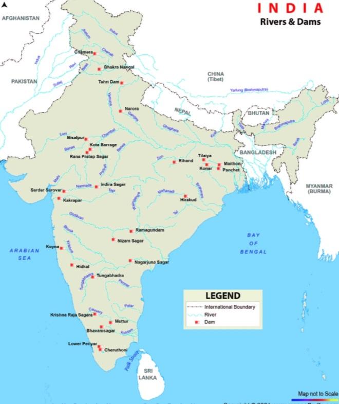 India Rivers and Dams map
